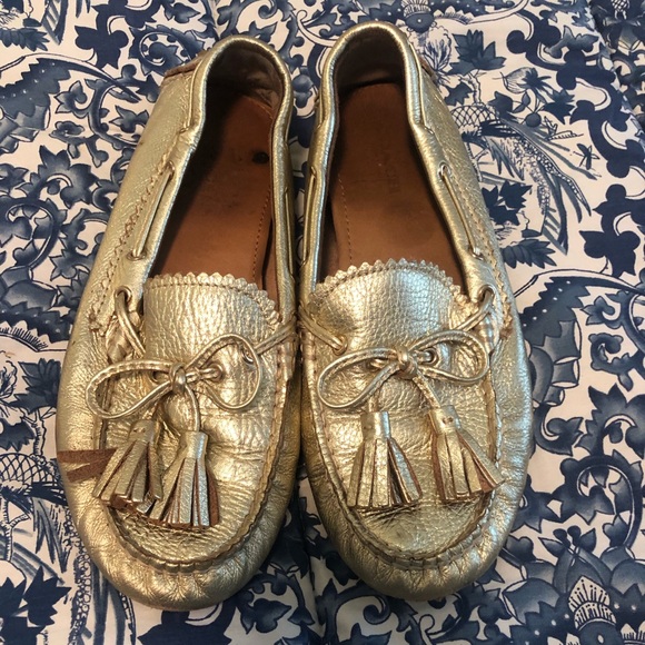Coach Gold Metallic Loafers with Tassels - Picture 1 of 4